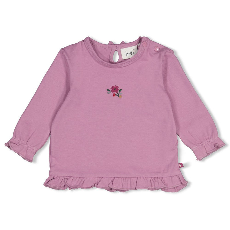 Meisjes Longsleeve ruches - Afternoon Tea van Feetje in de kleur Lila in maat 86.