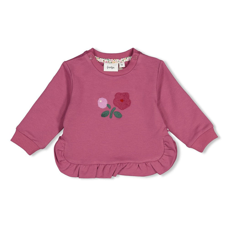 Meisjes Sweater ruches relaxed fit - Afternoon Tea van Feetje in de kleur Berry in maat 86.