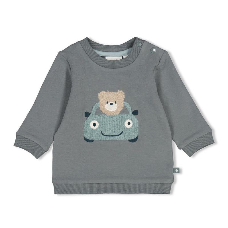 Jongens Sweater - Beep Beep van Feetje in de kleur Zeegroen in maat 86.