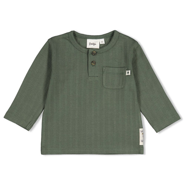 Jongens Longsleeve rib - Wiggle and Waddle van Feetje in de kleur Groen in maat 92.