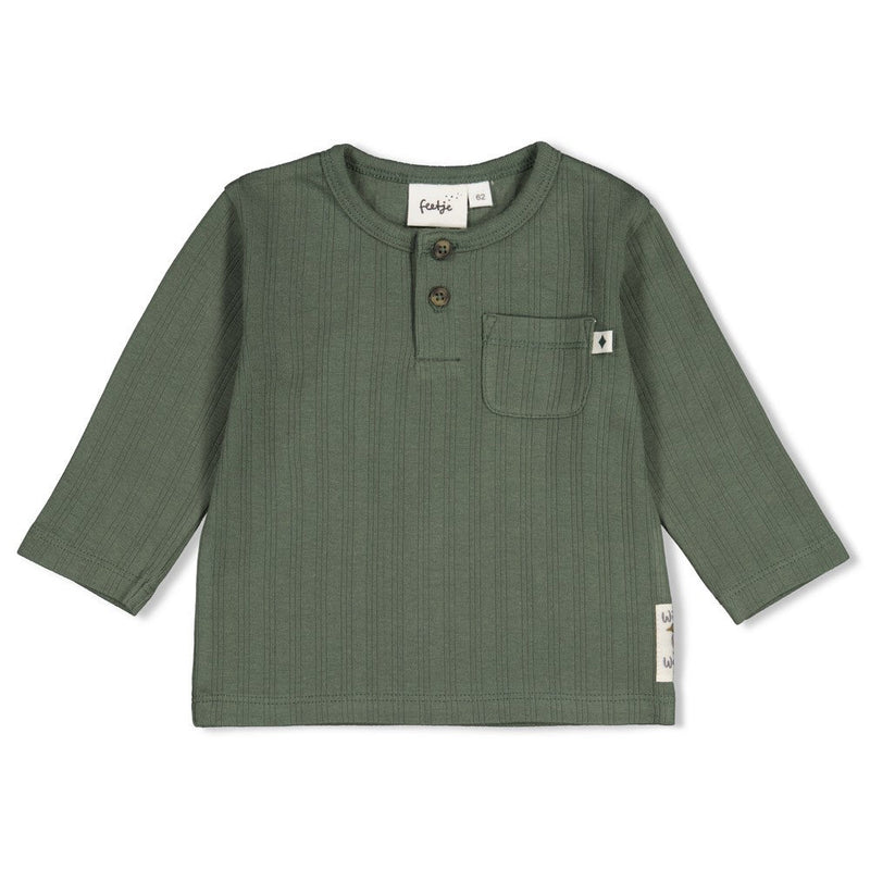 Jongens Longsleeve rib - Wiggle and Waddle van Feetje in de kleur Groen in maat 92.