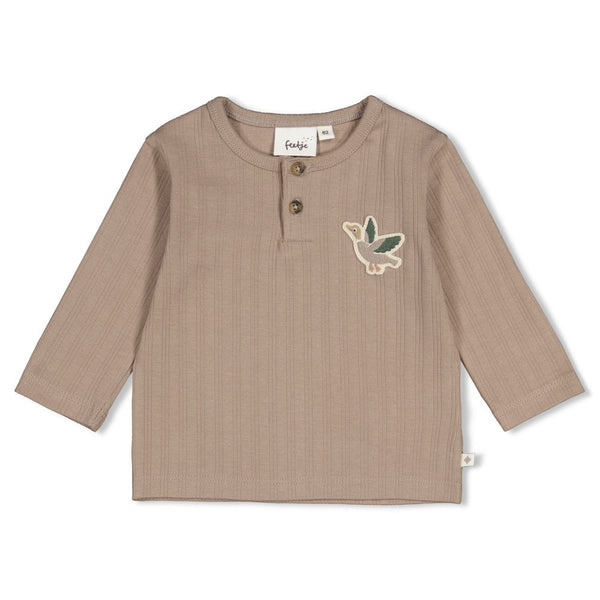 Jongens Longsleeve rib - Wiggle and Waddle van Feetje in de kleur Grijs in maat 92.