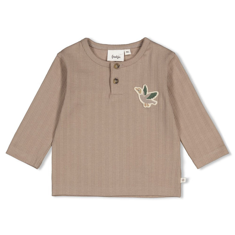 Jongens Longsleeve rib - Wiggle and Waddle van Feetje in de kleur Grijs in maat 92.