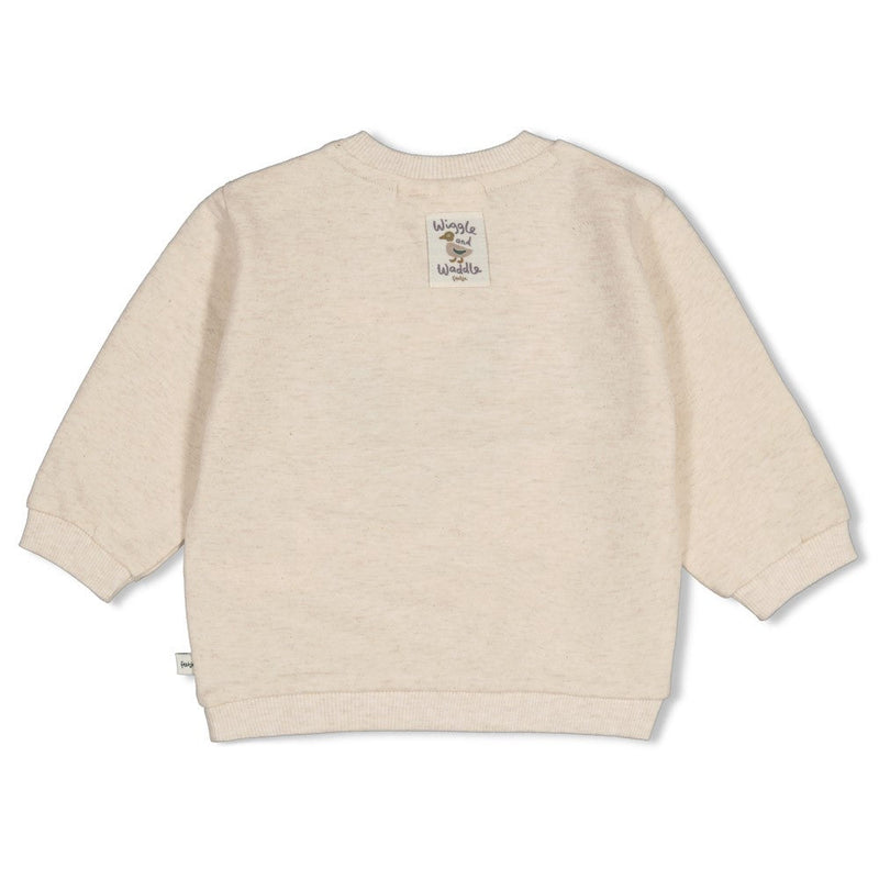 Jongens Sweater - Wiggle and Waddle van Feetje in de kleur Offwhite melange in maat 92.