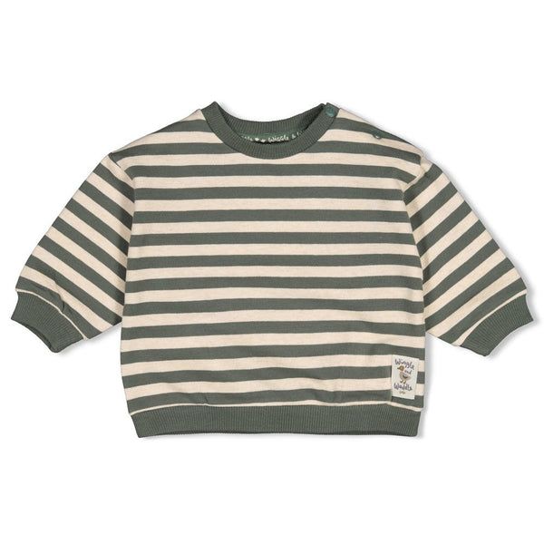 Jongens Sweater streep oversized - Wiggle and Waddle van Feetje in de kleur Groen in maat 92.