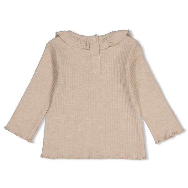 Meisjes Longsleeve rib - Dress to Impress van Feetje in de kleur Taupe melange in maat 92.
