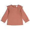Meisjes Longsleeve rib met ruches - Dress to Impress van Feetje in de kleur Mauve in maat 92.