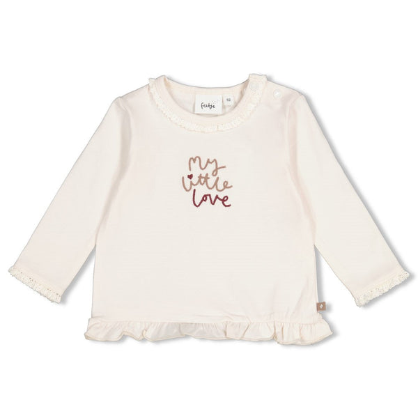 Meisjes Longsleeve ruches - My Little Love van Feetje in de kleur Offwhite in maat 86.