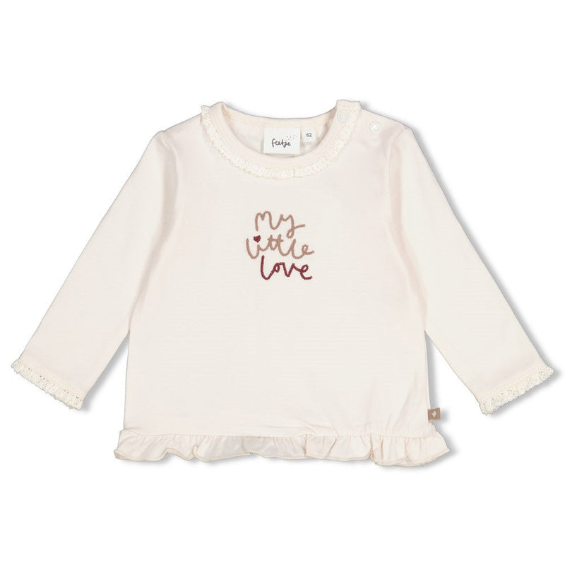 Meisjes Longsleeve ruches - My Little Love van Feetje in de kleur Offwhite in maat 86.