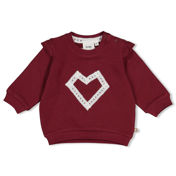 Meisjes Sweater relaxed fit - My Little Love van Feetje in de kleur Bordeaux in maat 86.