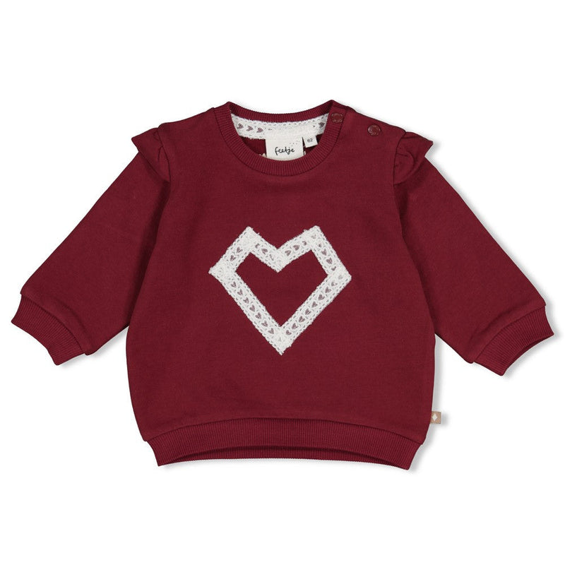 Meisjes Sweater relaxed fit - My Little Love van Feetje in de kleur Bordeaux in maat 86.
