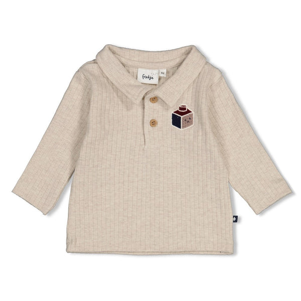Jongens Polo rib - Built for Fun van Feetje in de kleur Offwhite melange in maat 92.