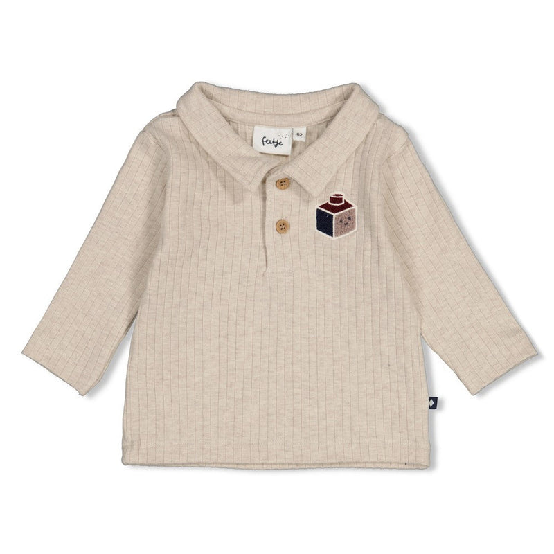 Jongens Polo rib - Built for Fun van Feetje in de kleur Offwhite melange in maat 92.