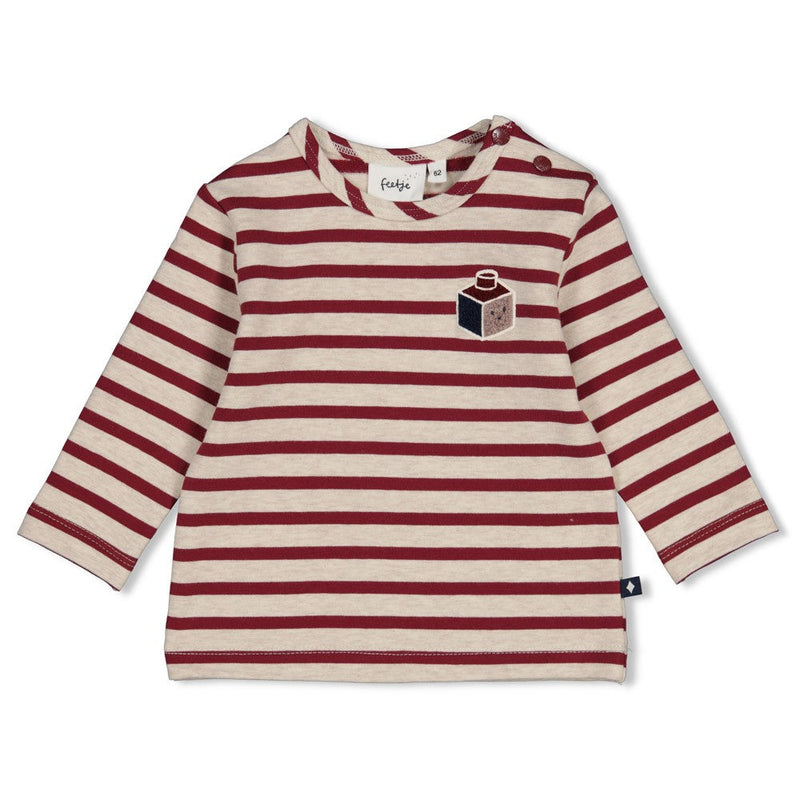 Jongens Longsleeve streep - Built for Fun van Feetje in de kleur Bordeaux in maat 92.