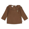 Meisjes Longsleeve pointelle rib - Lucky Bloombird van Feetje in de kleur Bruin in maat 92.
