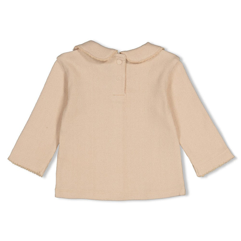 Meisjes Longsleeve pointelle rib - Lucky Bloombird van Feetje in de kleur Offwhite in maat 92.