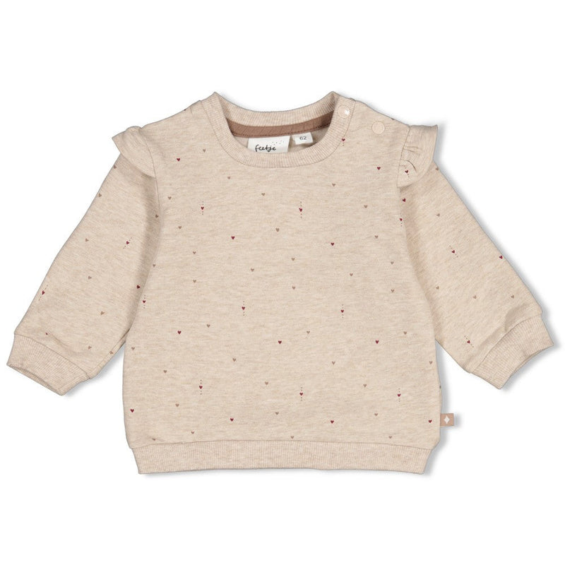 Meisjes Sweater AOP relaxed fit - My Little Love van Feetje in de kleur Taupe melange in maat 86.