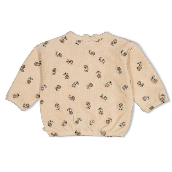 Feetje Sweater velours rib met borduursels - Lucky Bloombird