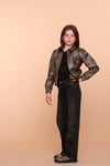 Meisjes Jeans wide leg van Geisha in de kleur Black in maat 176.