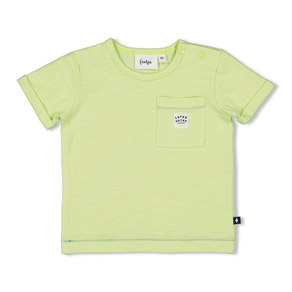 Jongens T-shirt - Later Gator van Feetje in de kleur Lime in maat 86.