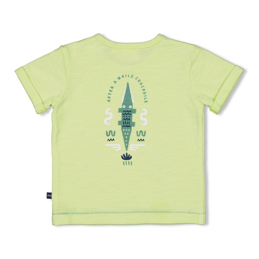Jongens T-shirt - Later Gator van Feetje in de kleur Lime in maat 86.