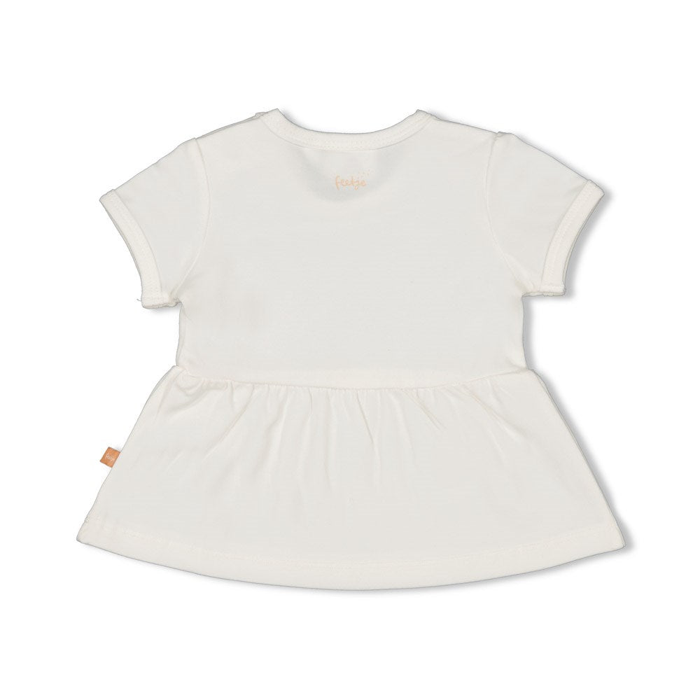 Meisjes T-shirt - Bloom With Love van Feetje in de kleur Offwhite in maat 86.