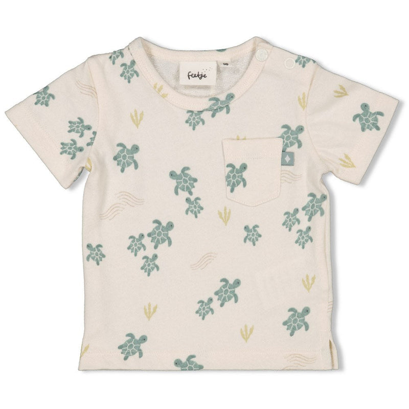 s T-shirt AOP - Turtelly Cool van Feetje in de kleur Offwhite in maat 86.