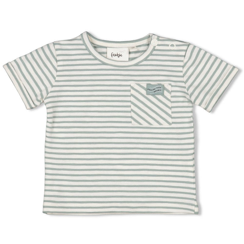 s T-shirt streep - Turtelly Cool van Feetje in de kleur Zeegroen in maat 86.