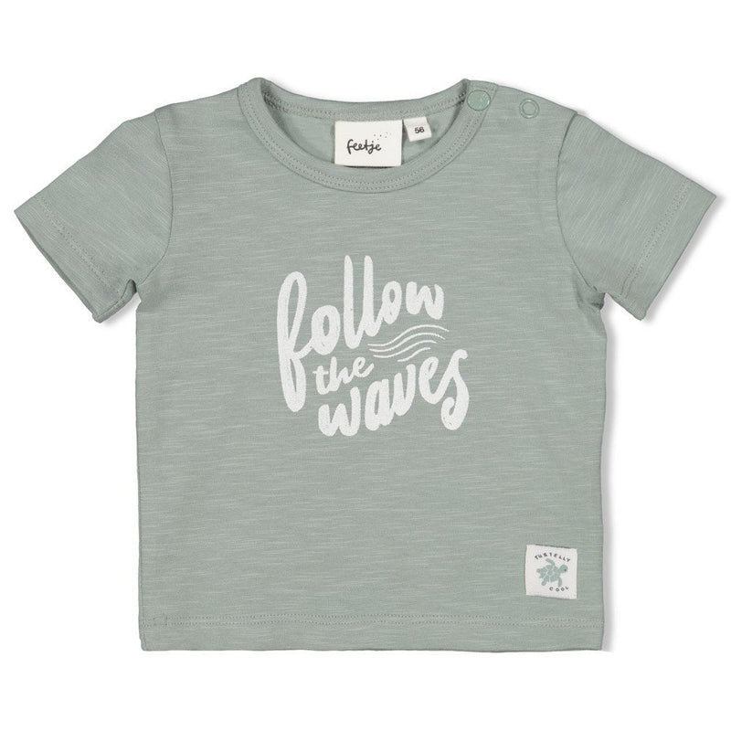 s T-shirt - Turtelly Cool van Feetje in de kleur Zeegroen in maat 86.