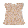 s T-shirt ruches AOP - Flower Field van Feetje in de kleur Creme in maat 86.