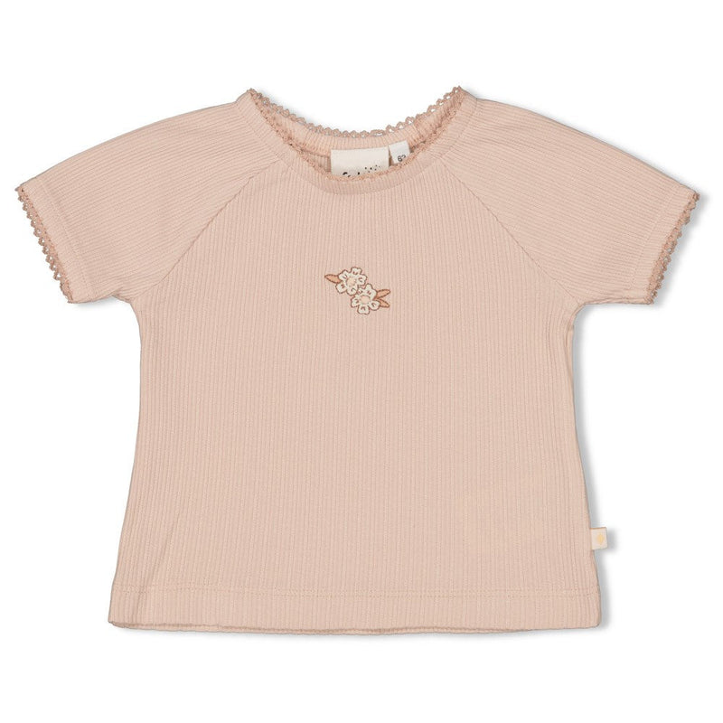 s T-shirt pointelle - Flower Field van Feetje in de kleur Roze in maat 86.