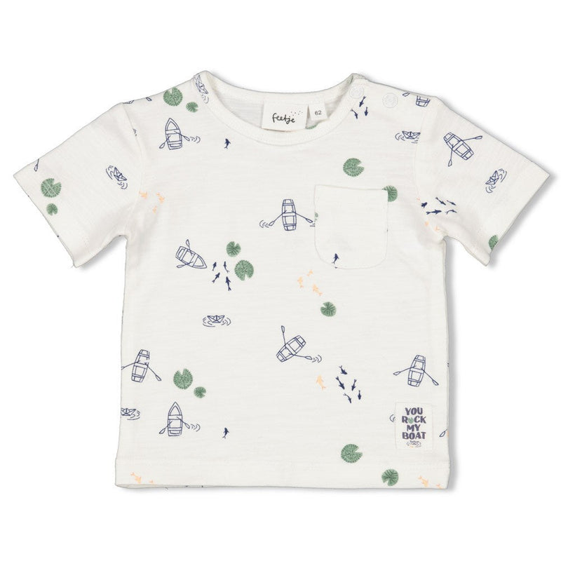 s T-shirt AOP - Rock My Boat van Feetje in de kleur Offwhite in maat 86.