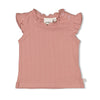s T-shirt pointelle rib - Starfish Wishes van Feetje in de kleur Mauve in maat 86.