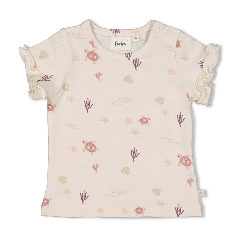 s T-shirt AOP - Starfish Wishes van Feetje in de kleur Offwhite in maat 86.