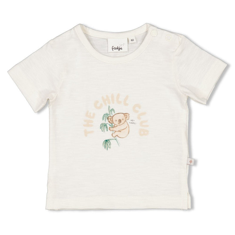 s T-shirt - The Chill Club van Feetje in de kleur Offwhite in maat 86.
