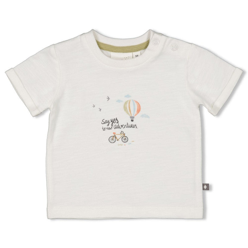 s T-shirt - Mini Adventurer van Feetje in de kleur Offwhite in maat 86.