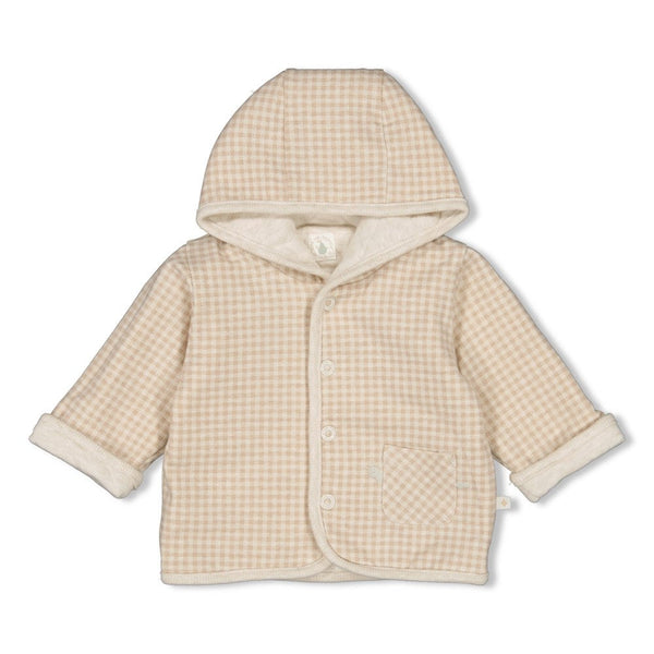 s Omkeerbaar jasje met capuchon - Picnic Party van Feetje in de kleur Taupe in maat 62.