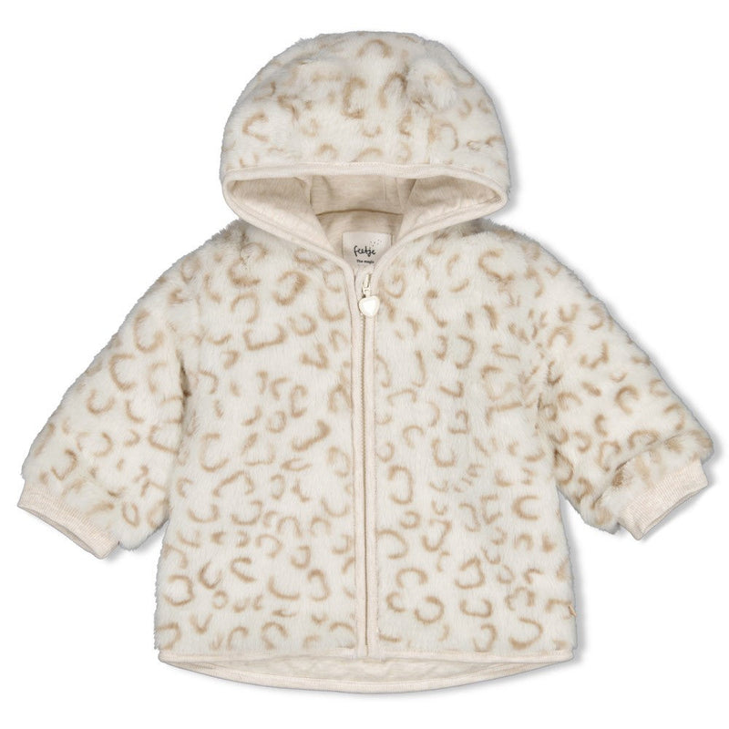 Meisjes Fake fur jasje met capuchon - Dress to Impress van Feetje in de kleur Offwhite in maat 92.