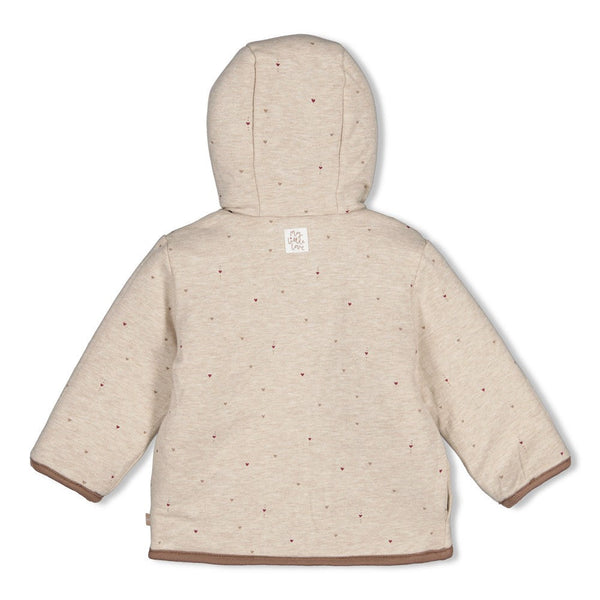 Meisjes Bouclé omkeerbaar jasje met capuchon - My Little Love van Feetje in de kleur Taupe in maat 86.