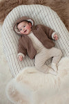 Meisjes Bouclé omkeerbaar jasje met capuchon - My Little Love van Feetje in de kleur Taupe in maat 86.