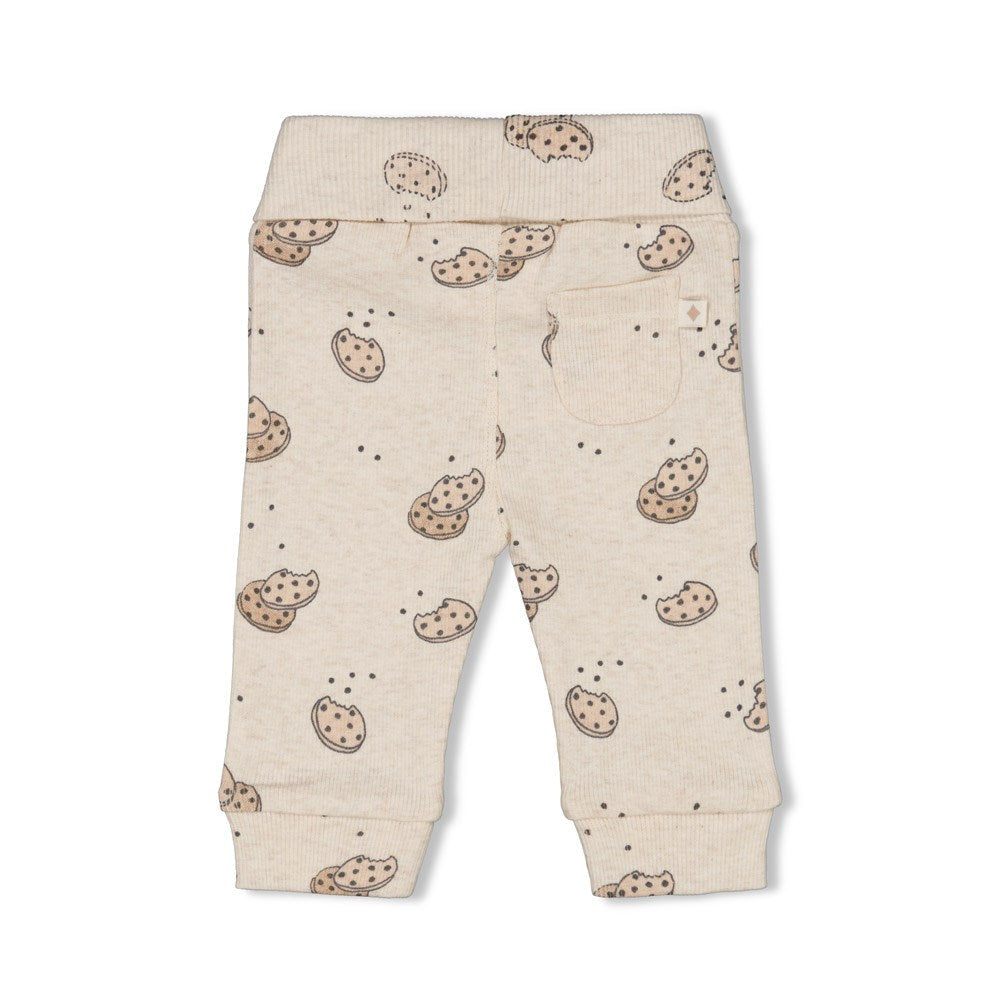 s Broek AOP rib - Cute Cookie van Feetje in de kleur Offwhite melange in maat 62.