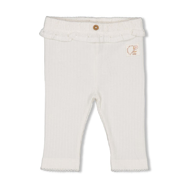 s Legging pointelle - Flower Field van Feetje in de kleur Offwhite in maat 86.