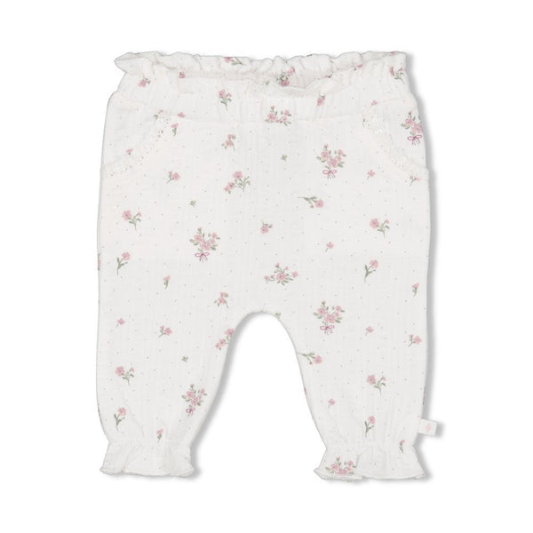 s Broek AOP - Blossom van Feetje in de kleur Offwhite in maat 86.