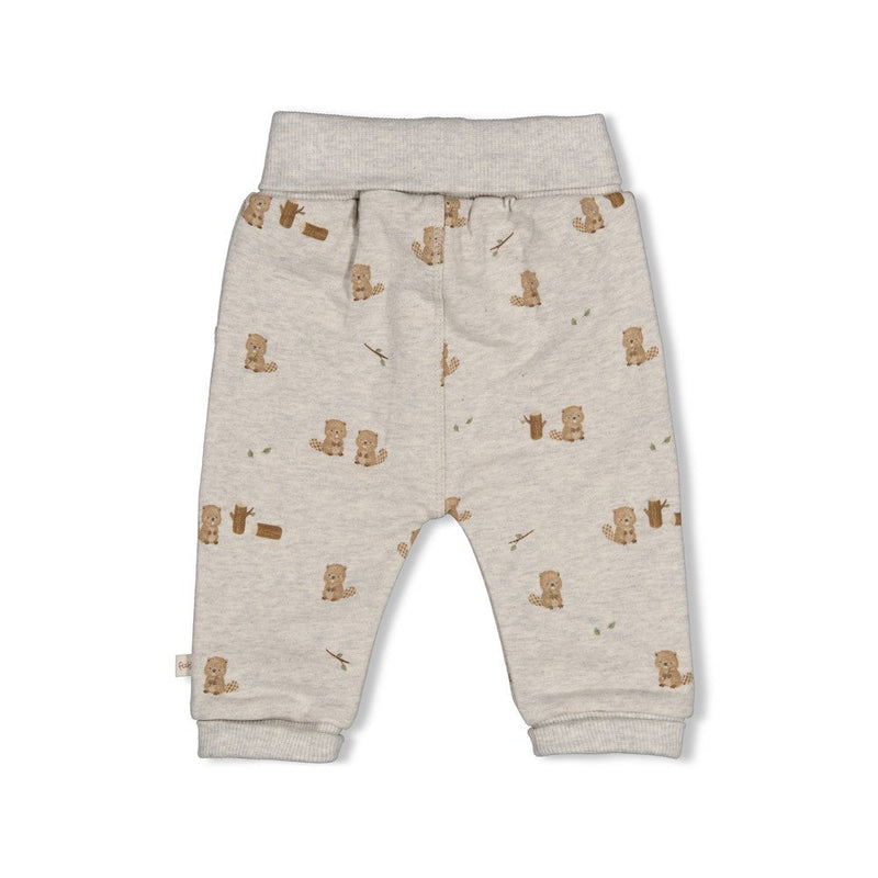 Jongens Broek AOP - Tiny Timber Tales van Feetje in de kleur Grijs melange in maat 86.