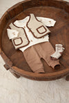 Jongens Broek - Tiny Timber Tales van Feetje in de kleur Camel in maat 86.