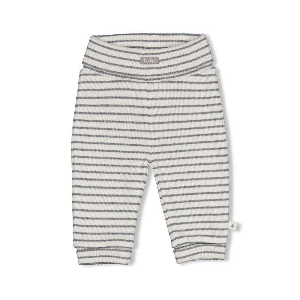 Feetje Broek rib met streep - Penguin Cuddles