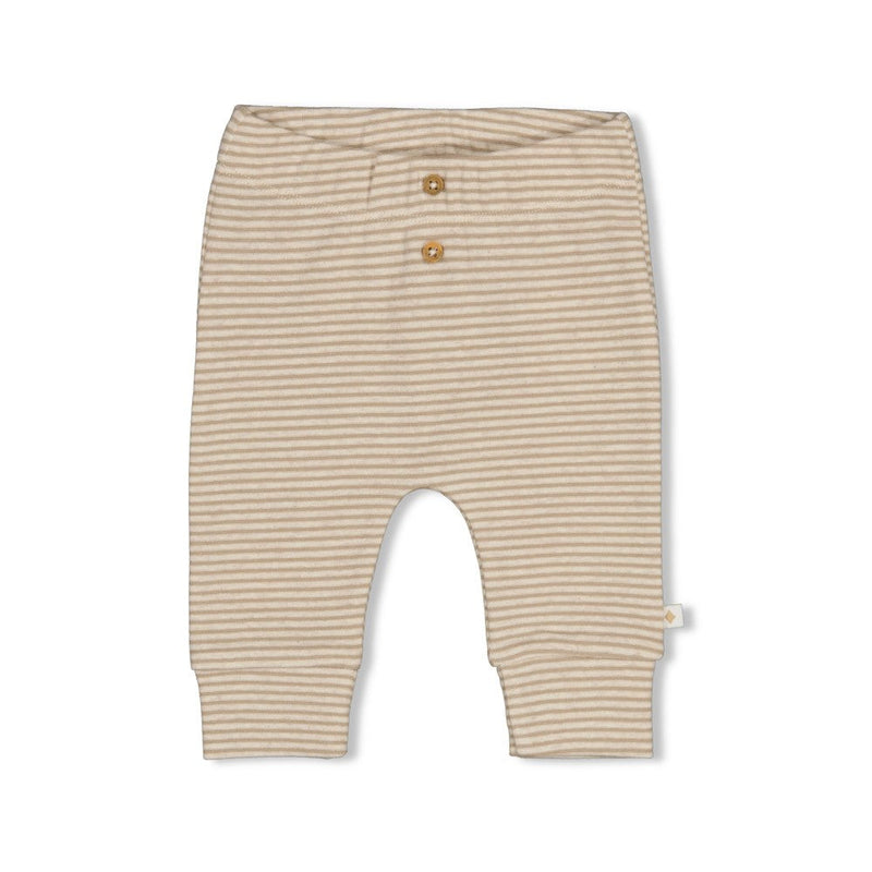 Unisexs Broek rib met streep - Over the Moon for You van Feetje in de kleur Taupe in maat 62.