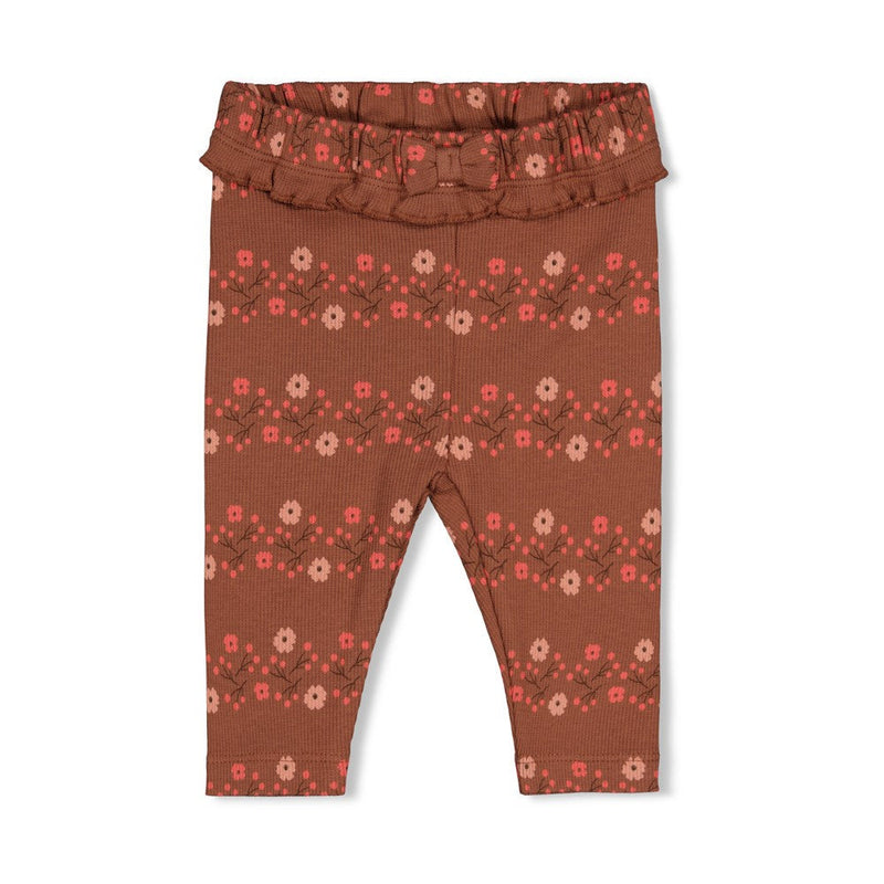 Meisjes Legging rib AOP - Forest Garden van Feetje in de kleur Bruin in maat 86.