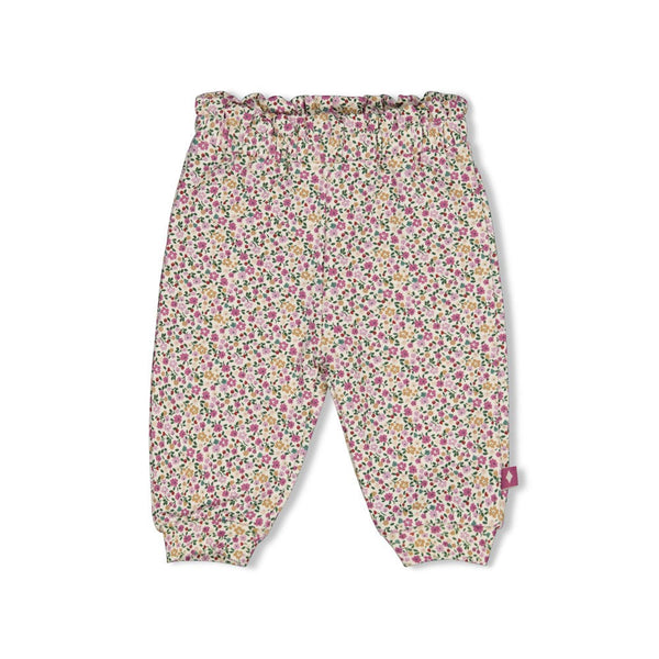 Meisjes Broek AOP - Afternoon Tea van Feetje in de kleur Creme in maat 86.
