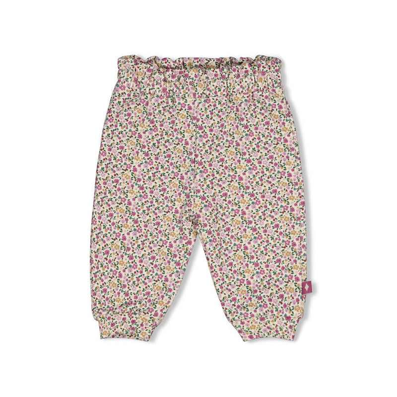Meisjes Broek AOP - Afternoon Tea van Feetje in de kleur Creme in maat 86.